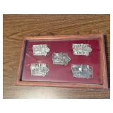 Display case of Lincoln Highway belt buckles