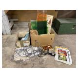 Stained glass supplies, glass panes, solder, books