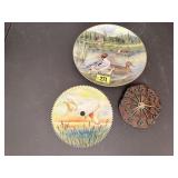 Duck hand painted saw blade, plate, wall clock