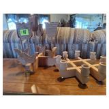 Wood crafted tulip, candelabra centerpieces (2)