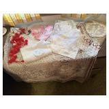 Tablecloth, doilies, vintage fabric yardage