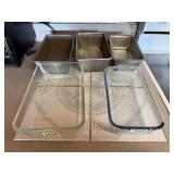 Glass Fire King, metal loaf pans