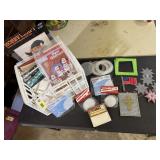 Crate of plastic canvas craft supplies