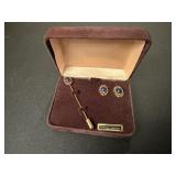 Sodolite lapel pin, earring set