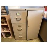 Metal filing cabinet, no key included