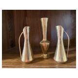 Brass bud vases (3)