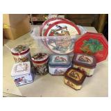 Christmas trays, tins, paper boxes