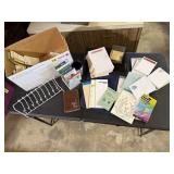 Office supplies, note pads, file sorter, portfolio