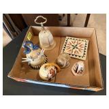 Frankoma, pottery bells, decor, trivet
