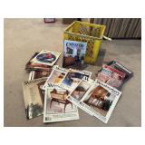 Milk crate of woodworking magazines