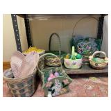 Easter baskets, grass, decorations, bunny ears
