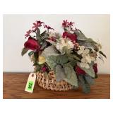 Basket, silk floral arrangement