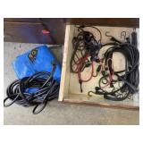 Bungee cords, power cord, tarp