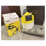 Minnow bucket, worm bedding, kneel pad