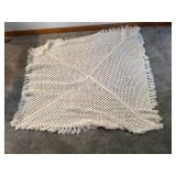 Crocheted fringe throw blanket
