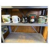 Shelf of coffee mugs