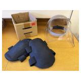 Knee pads, chemical face shield