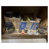 Assorted hardware, nail aprons