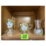Hand painted creamer, bud vases