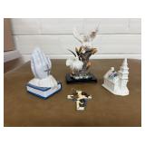 Religious lot, praying hands, church, cross