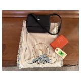 Embroidered runner, purse, New Testament