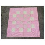 Pink quilted tablecloth
