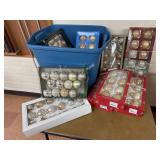 Tote of glass Christmas balls