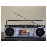 Battery operated AM/FM cassette boom box