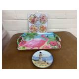 Plastic flamingo serving tray, lightouse