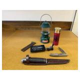 Pocket knives, lantern, shotgun shell cologne