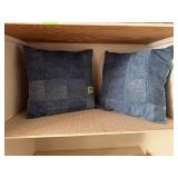 Denim patchwork throw pillows (2)