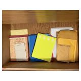 Office supplies, paper, envelopes, files, binder,