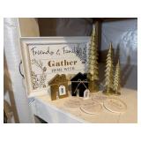 Gather tray, holiday decor, trees, coasters