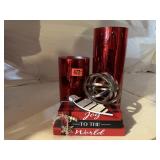 Joy to the World decor, ornament, glass cylinders