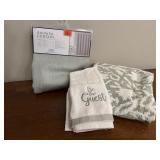 Be Our Guest towels, shower curtain