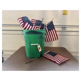Bucket of american flags
