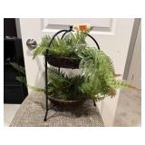 Tiered baskets, greenery