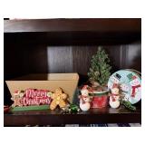Christmas tin, shelf sitters, ornaments