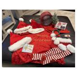 Santa hats, thigh high socks, headband, Santa sack