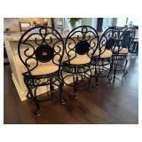 Wrought iron padded bar stools (4)