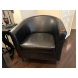 Black barrel back arm chair