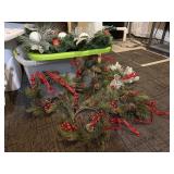 Tote, holiday wreaths, greenery