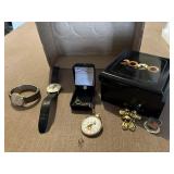Mickey Mouse watches, pocket watch, pin