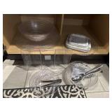 Plastic, paper party supplies, serving trays, bowl