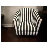Striped barrel back arm chair