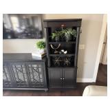 (right) Black bookcase, no contents included