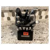 Kitchen Aid knife block, cutlery included