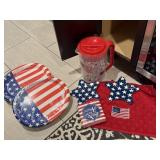 Patriotic pitcher, paper plates, napkins, stars