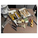 Paint trays, rollers, scrapers, stir sticks