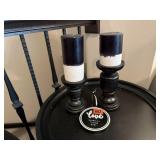 Pillar candles, candlesticks, LOVE tag